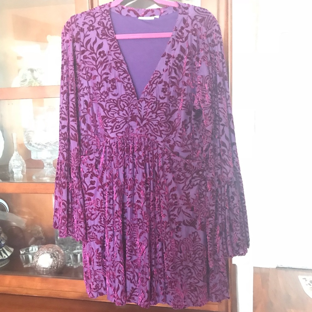 EUC Paris Hues XL Purple Burn Out Tunic Dress